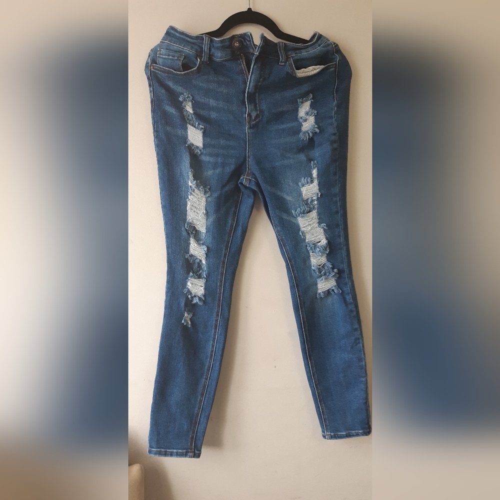 Distressed stretch skinnny Wax Jeans LA